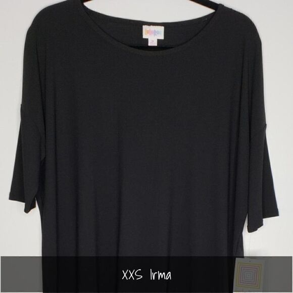 LuLaRoe Irma Tunic XXS Solid Black Noir NEW - Picture 1 of 1